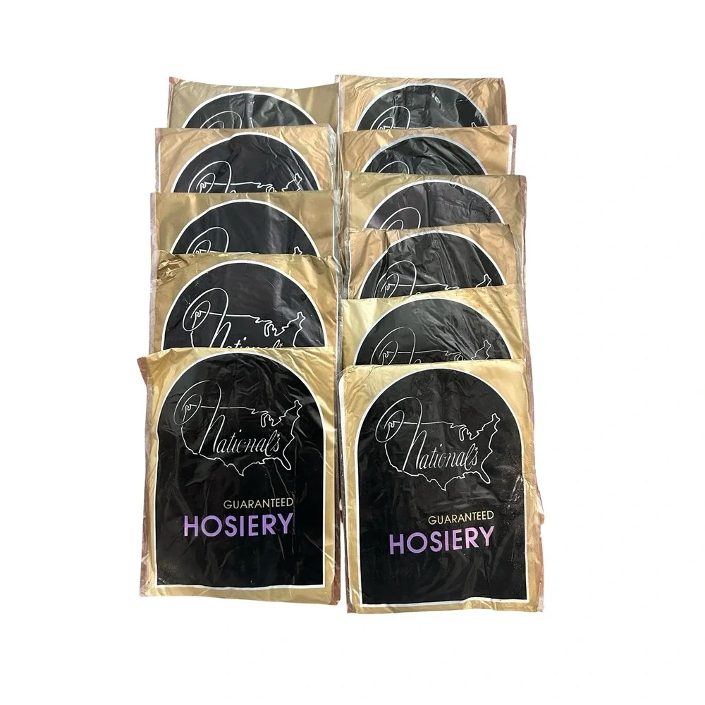 Vintage Nationals Hosiery Pantyhose Lot of 11 Size B Flat Tummy NOS Made USA
